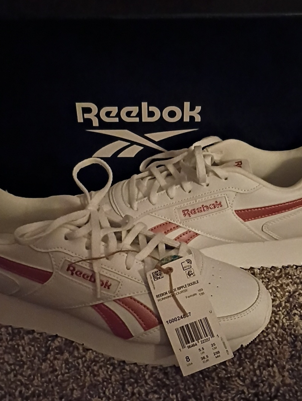 Reebok White Sneakers with Pink Details